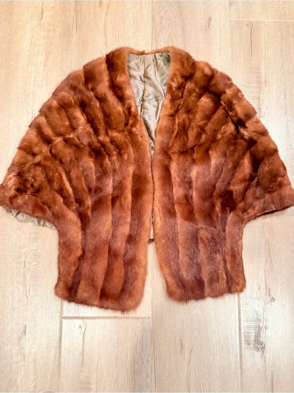 Vintage Custommade Luxury Mink Fur Wrap Shrug Stole Cape‎ Pocket Jacket Brown